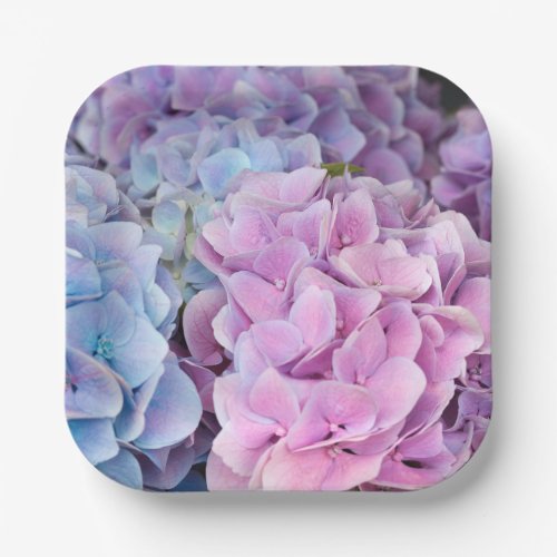 Beautiful Purple Blue Pink Hydrangea Flowers  Paper Plates