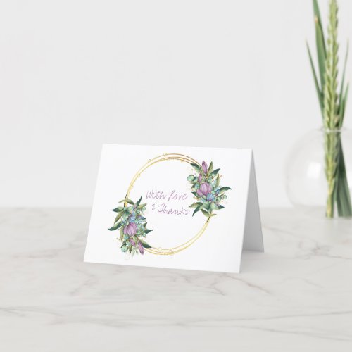 Beautiful Purple Botanical Wedding Thank You Card