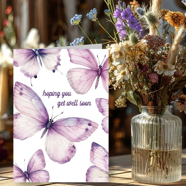 Beautiful Purple Butterflies GET WELL SOON Card (Beautiful Purple Butterflies GET WELL SOON Card
)