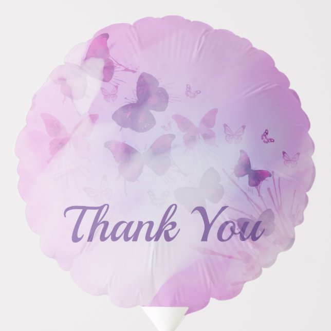 Beautiful Purple Butterflies Thank You Balloon (Front)