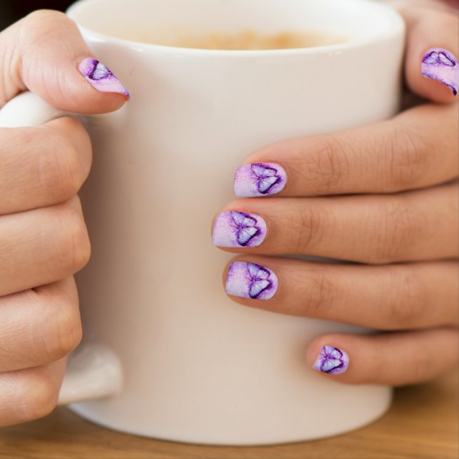Beautiful Purple Butterfllies Nail Art (Insitu - Mug)