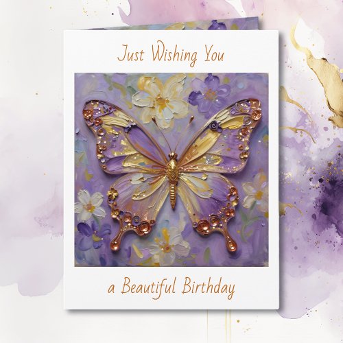 Beautiful Purple Butterfly and Flowers Birthday