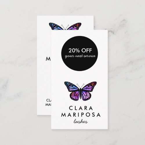Beautiful Purple Butterfly Beauty Yoga Illustrated Discount Card