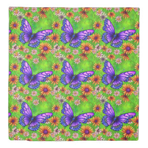 Beautiful Purple Butterfly Flower Meadow Duvet Cover