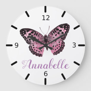 Beautiful Purple Butterfly Large Clock