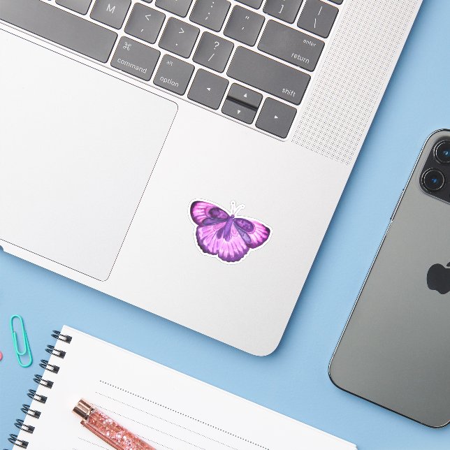 Beautiful Purple Butterfly   Sticker (Laptop w/ iPhone)