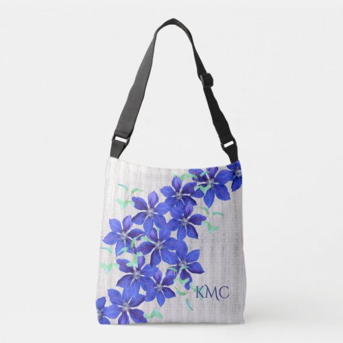 Beautiful Purple Clematis Floral Fashion Crossbody Bag
