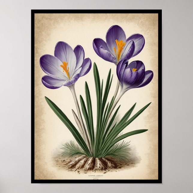 Beautiful Purple Crocus Sativus Flower Wall Poster (Front)