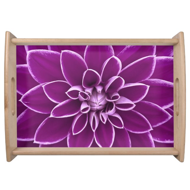 Beautiful purple dahlia flower serving tray (Front)