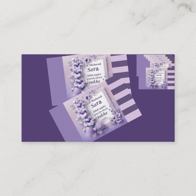 Beautiful Purple Eid Mubarak Card Design (Front)