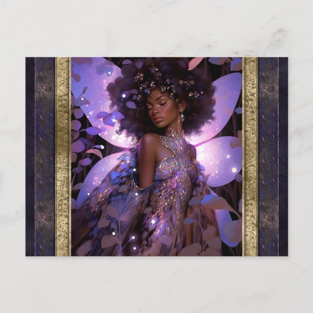 Beautiful Purple Fairy Woman Fantasy Art Postcard (Front)