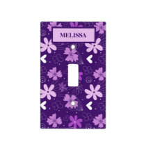 Beautiful Purple Floral Daisy Flower Monogram Light Switch Cover