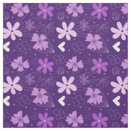 Beautiful Purple Floral Daisy Flower Pattern Fabric