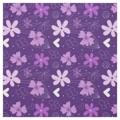 Beautiful Purple Floral Daisy Flower Pattern Fabric | Zazzle