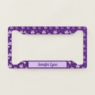 Beautiful Purple Floral Girly Custom License Plate Frame