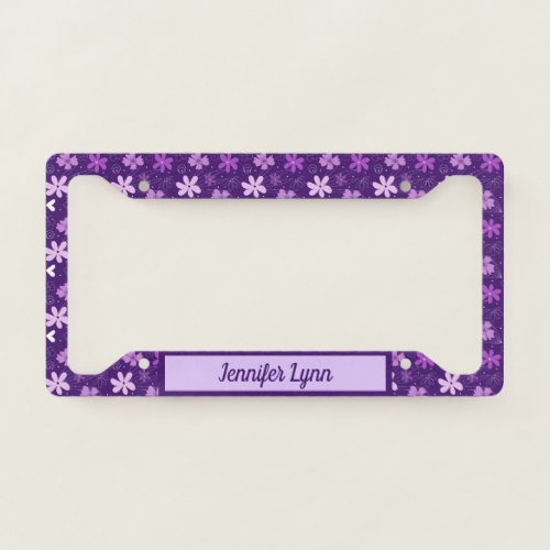 Beautiful Purple Floral Girly Custom License Plate Frame