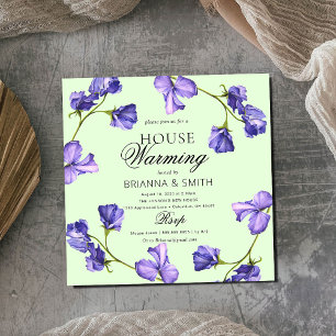 Beautiful Purple Floral Housewarming Invitation
