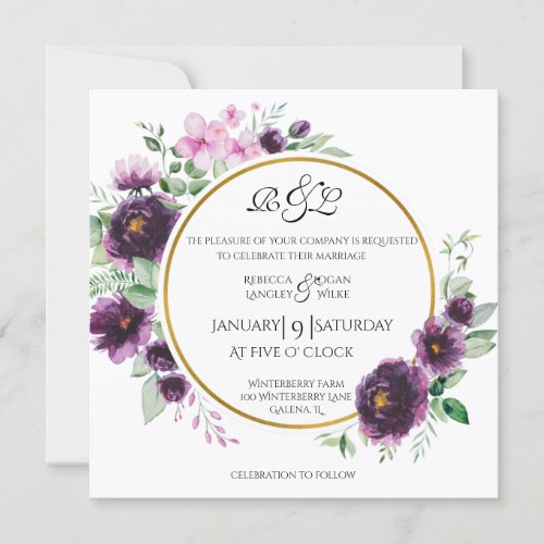 Beautiful Purple Floral Pattern Invitation