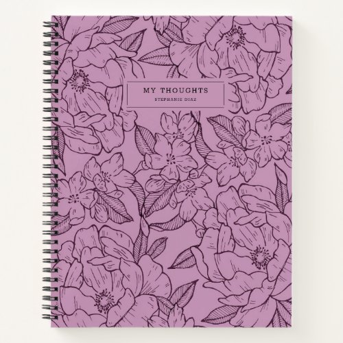 Beautiful Purple Floral Pattern Notebook