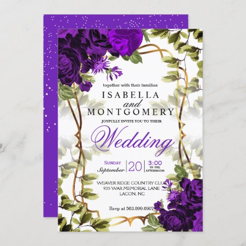 Beautiful Purple Floral Wedding Invitation