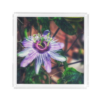 Beautiful purple flower acrylic tray