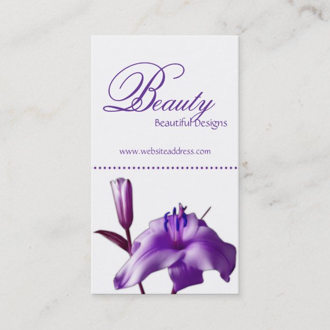 Beautiful Purple Flower Business Cards (Front)