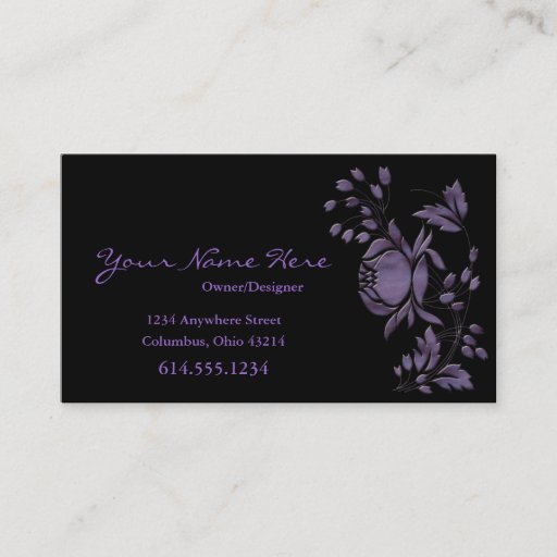Customizable Beautiful Purple Flower Design Business Cards