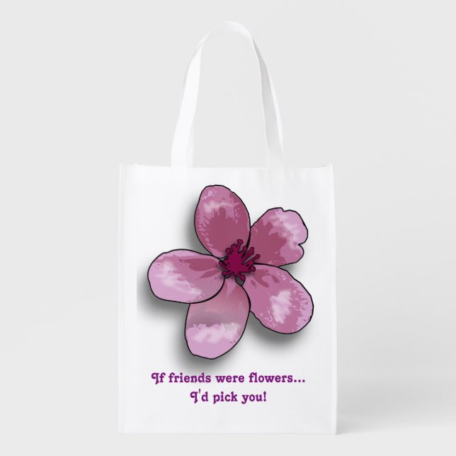 Beautiful Purple Flower Grocery Bag (Front)