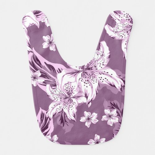 Beautiful purple flower pattern baby bib