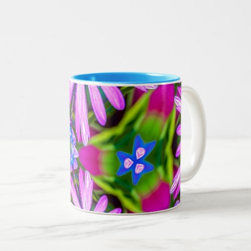 Beautiful Purple Flower Pattern Two_Tone Coffee Mug