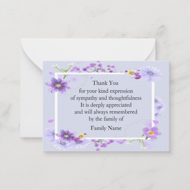 Beautiful Purple Flower Thank You Card (Front)