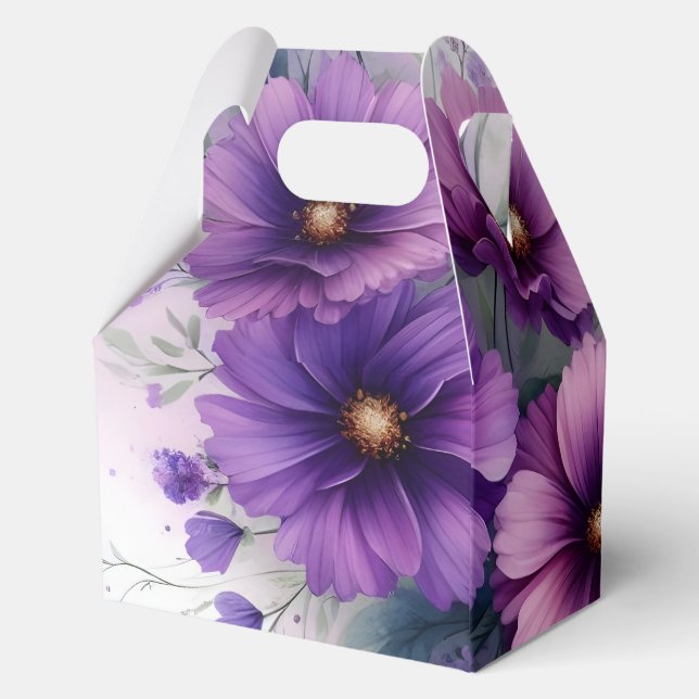 Beautiful Purple Flowers Favor Boxes (Back)
