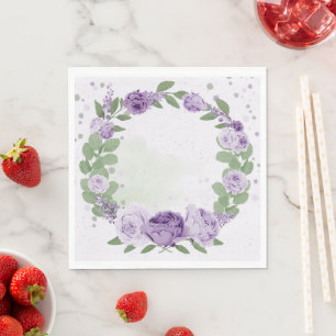 beautiful purple flowers green leaves botanical  n napkins