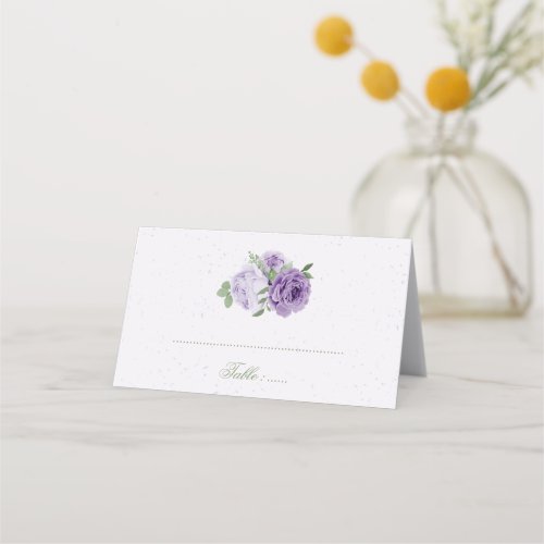 beautiful purple flowers green leaves botanical pl place card