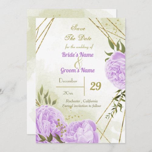 beautiful purple flowers green leaves botanical save the date