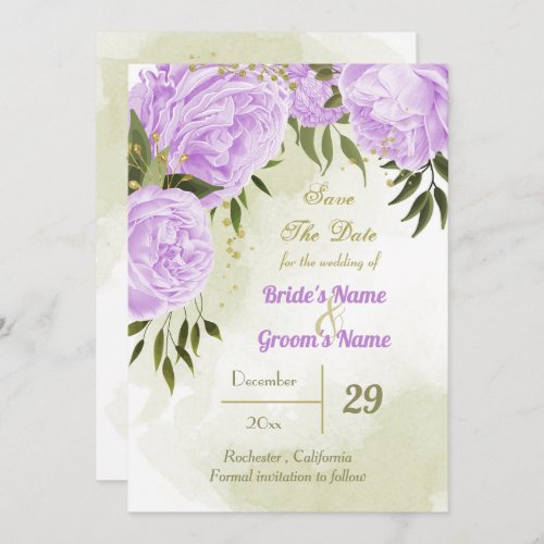 beautiful purple flowers green leaves botanical  save the date