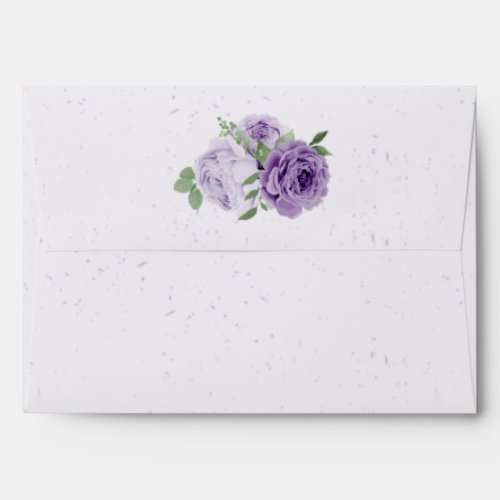 beautiful purple flowers greenery wedding envelope