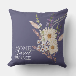 Beautiful Purple Flowers Home Sweet Throw Pillow