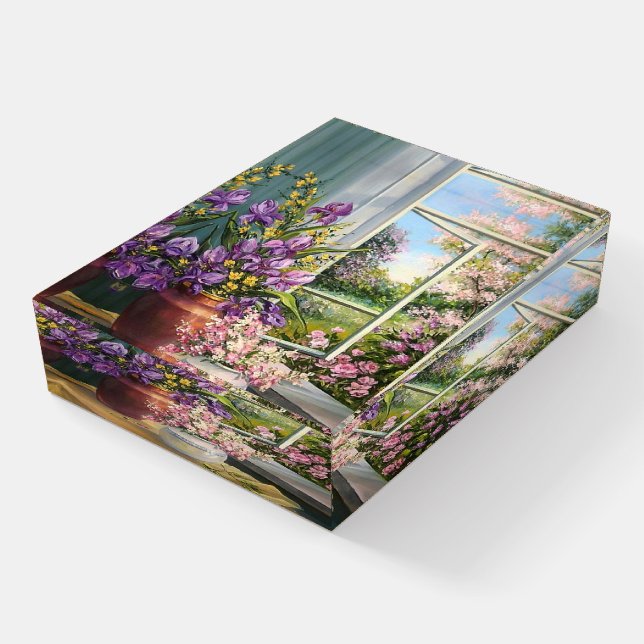Beautiful Purple Flowers in a Vase Fine Art Paperweight (Angled)