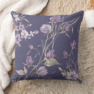 Beautiful Purple Flowers Winter October Autumn Throw Pillow