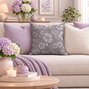 Beautiful Purple Garden Flowers Accent Pillow