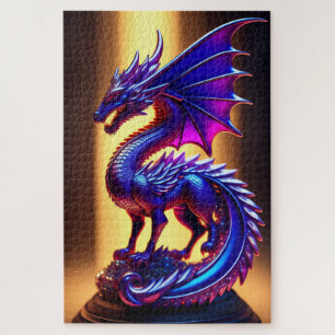 Beautiful Purple Glass Dragon Statue Jigsaw Puzzle