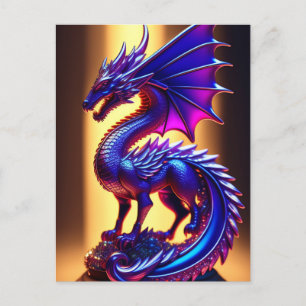 Beautiful Purple Glass Dragon Statue Postcard