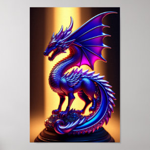 Beautiful Purple Glass Dragon Statue Poster