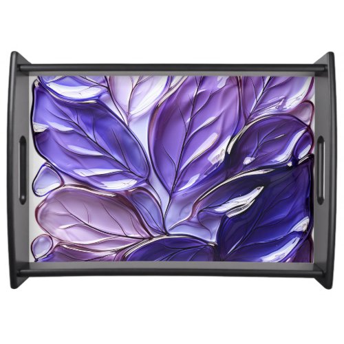 Beautiful Purple Glass Leaves Serving Tray