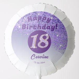 Beautiful Purple Glitter 18th Birthday Party Balloon