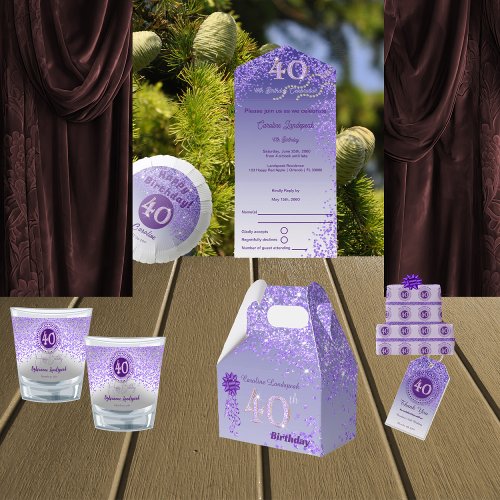 Beautiful Purple Glitter 40th Happy Birthday
