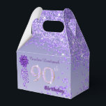 Beautiful Purple Glitter Ribbon 90th Birthday Favor Boxes<br><div class="desc">Beautiful Purple Glitter Ribbon 90th Birthday, is a distinctive Favor box, created by Ellvinebluemodern, to make your guests feel special, while celebrating your Ninetieth Birthday. The birthday favor box features gleaming Falling Purple Glitter on Purple gradient with Bright Stars. The Gold and Purple Glitter Number 90 is unique to announce...</div>