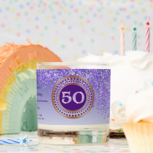 Beautiful Purple & Gold Glitter 50th Birthday Scented Candle