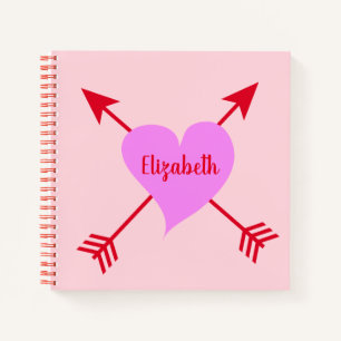 Beautiful Purple Heart with Pink Background Notebook